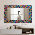 Abstarct Olive Glass Wall Mirror, Glass Mosaic Texture Wall Decor as Mirror