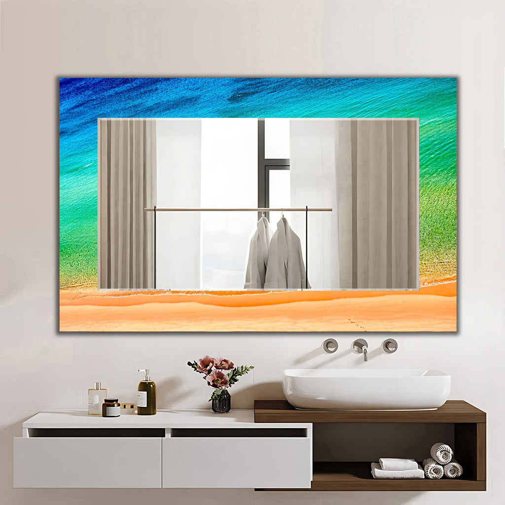 Ocean Art as Wall Mirror, Large Blue Ocean Art as Mirror
