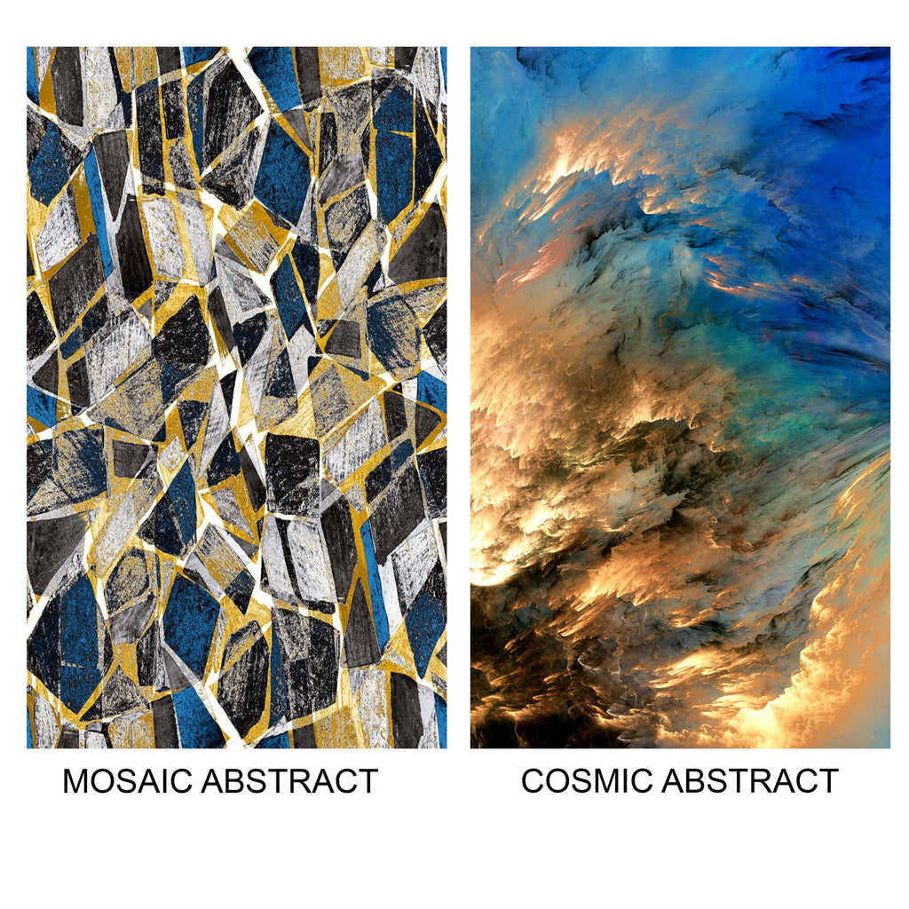 Abstract Irregular Wall Mirror, Gold Blue Cosmic Abstract Art as Mirror