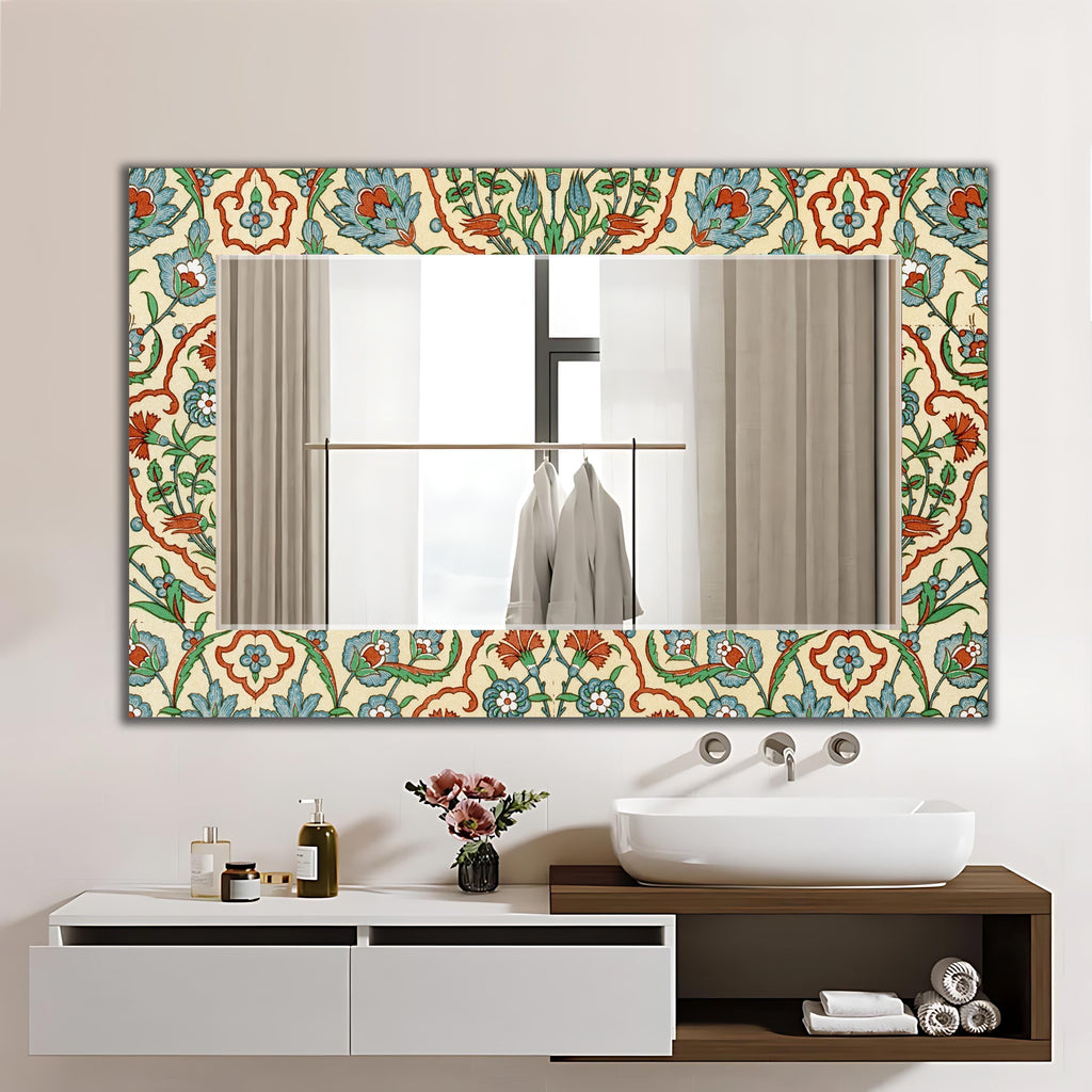Decorative Wall Mirror, Large Floral Abstract Art Wall Mirror - Retro Mirror