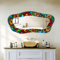 Irregular Wall Mirror, Stained Glass Mosaic Texture Wall Mirror, Orangic Full Length Mirror