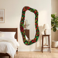 Irregular Wall Mirror, Stained Glass Floral Texture, Full-Length Mirror