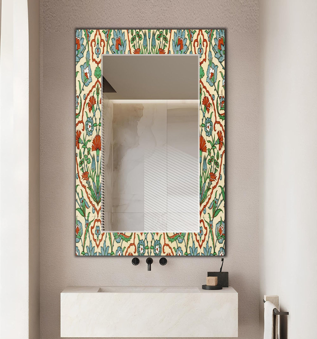 Decorative Wall Mirror, Large Floral Abstract Art Wall Mirror - Retro Mirror