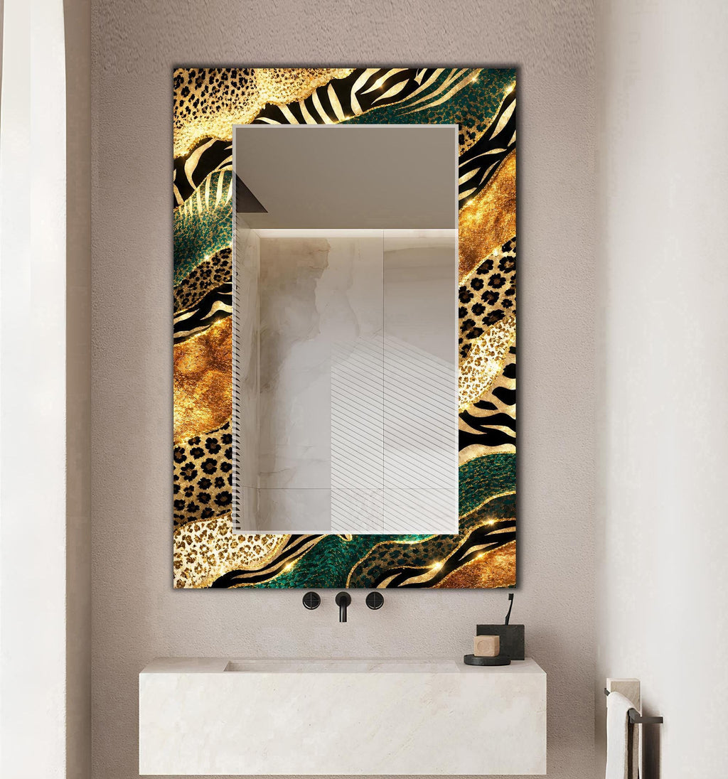 decorative wall mirror, Leopard Pattern Wall Mirror, Leopard Wall Art as Luxury Mirror