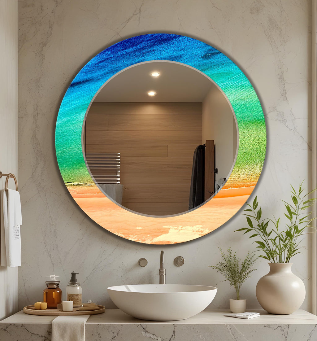 Ocean Art as Wall Mirror, Large Blue Ocean Art as Mirror