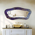 Irregular Wall Mirror Gold Blue Abstract Asymmetric Full-Length Mirror