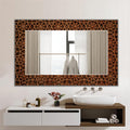 Mosaic Art as Wall Mirror, Brown Mosaic Floral Pattern Large Mirror