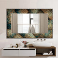 Decorative Wall Mirror, Green and Gold Mandala Texture Mirror - With Shape Variations