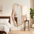 Irregular Wall Mirror, Pastel Marble Wave Asymmetric Mirror - Full Length Mirror
