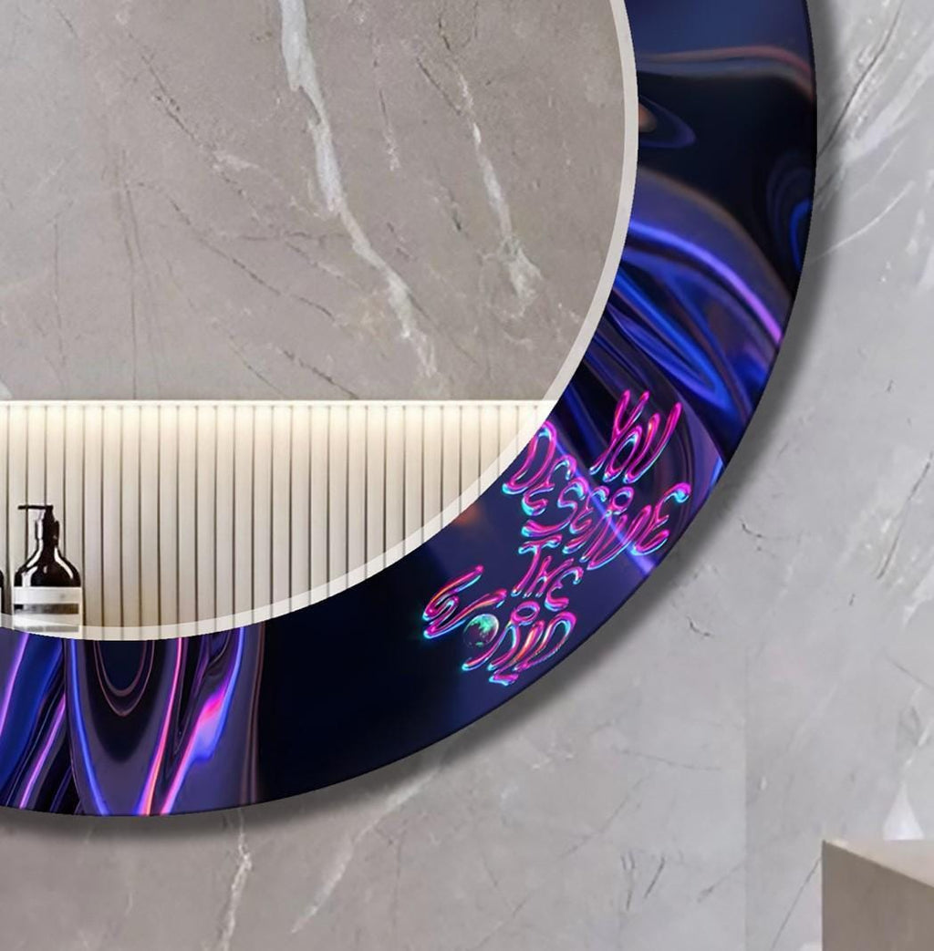 Quote Wall Art as Wall Mirror, You Deserve The World, Motivational Mirror