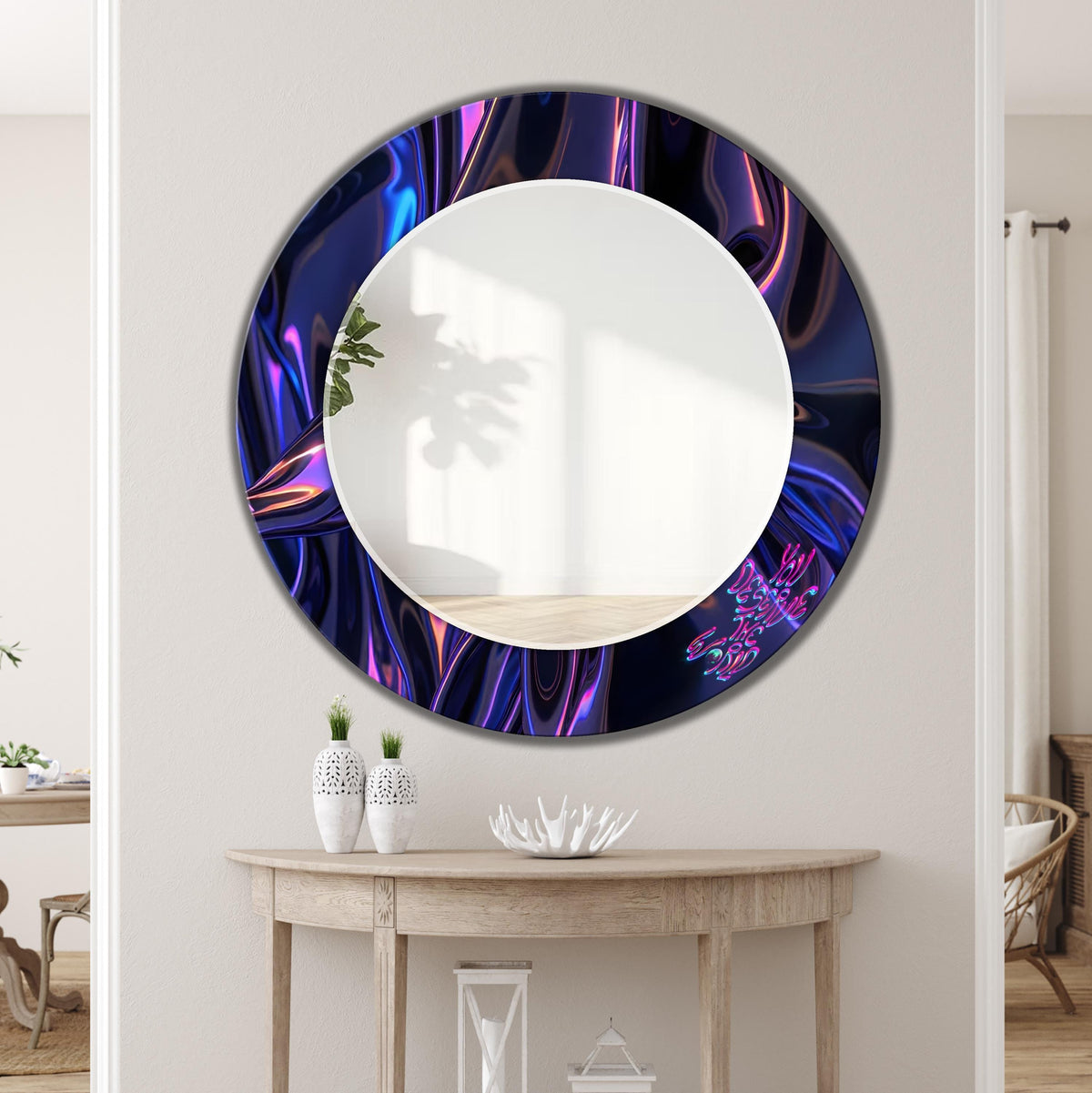 Quote Wall Art as Wall Mirror, You Deserve The World, Motivational Mirror