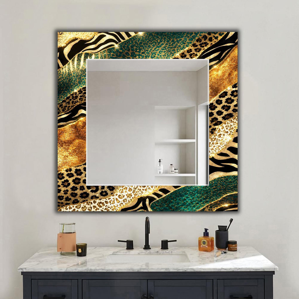 decorative wall mirror, Leopard Pattern Wall Mirror, Leopard Wall Art as Luxury Mirror