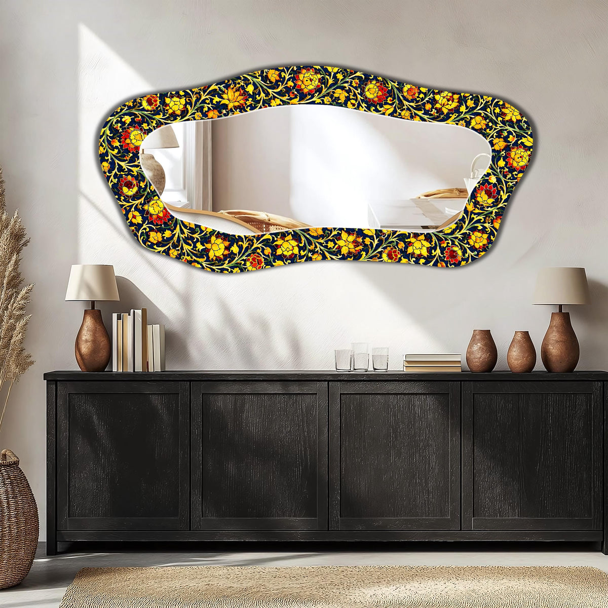 Floral Wall Mirror, Full-Length Mirror, Irregular Large Mirror - Organic Cut Mirror