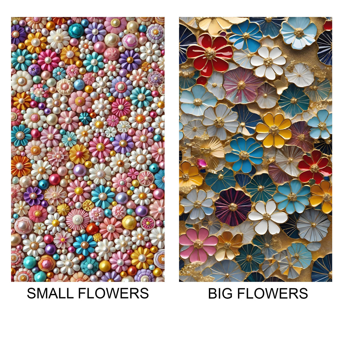 Floral Wall Mirror, Colorful UV Glass Backed Frameless Ready Hang