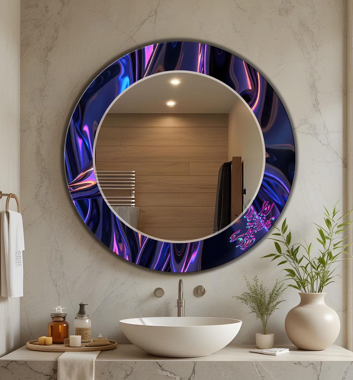 Quote Wall Art as Wall Mirror, You Deserve The World, Motivational Mirror