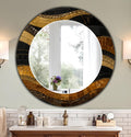 Gold Wall Mirror, Gold Black Mosaic Abtract Texture Wall Mirror -  With Shape Variations