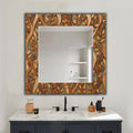 Decorative Wall Mirror, Wooden Texture Glass Wall Art as Mirror
