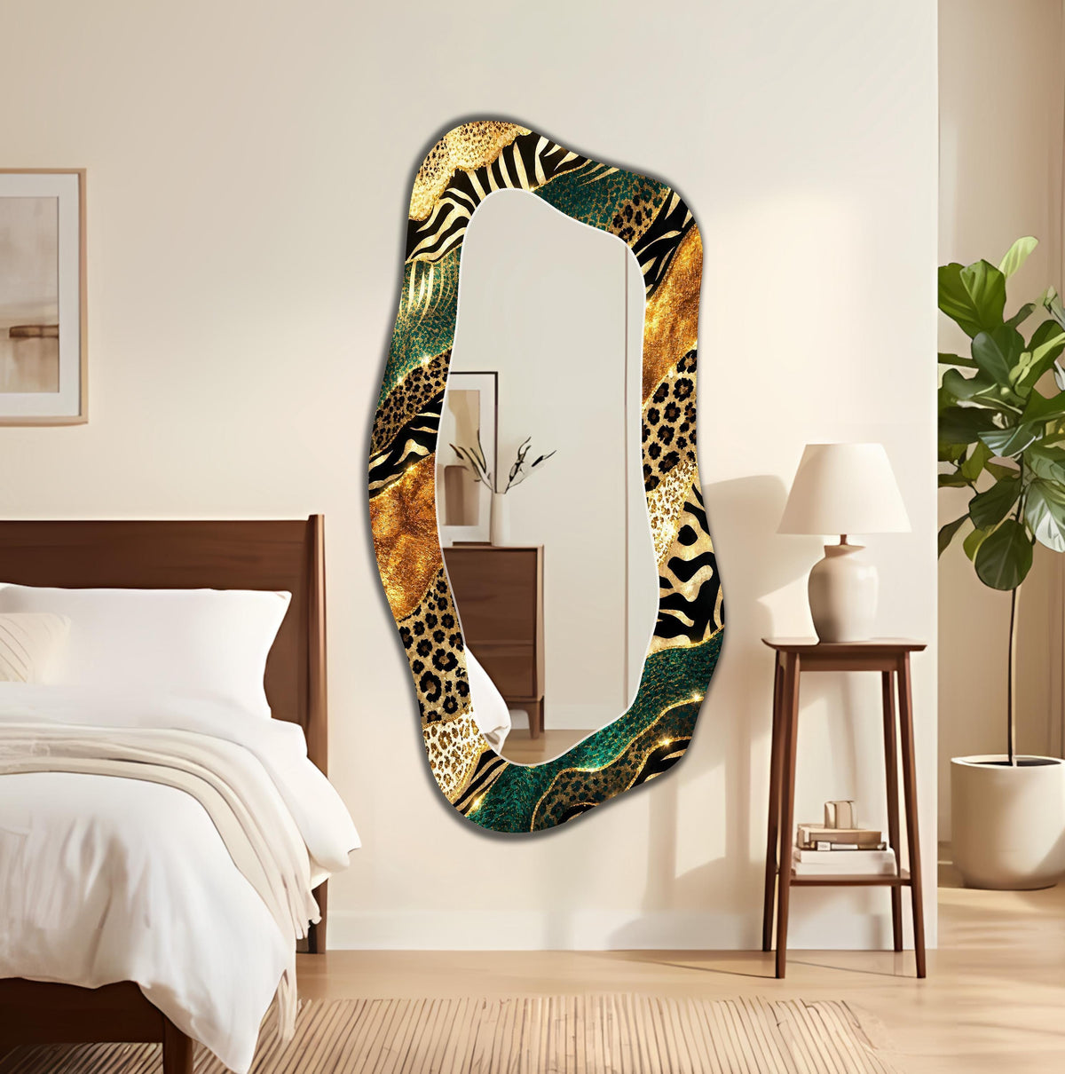 Irregular Wall Mirror, Large Leapard Pattern Mirror