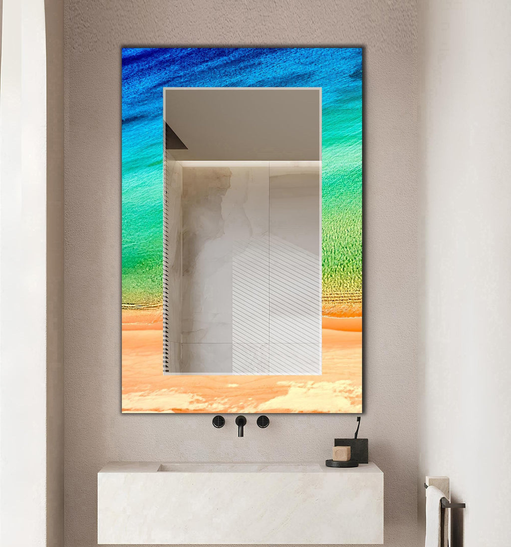 Ocean Art as Wall Mirror, Large Blue Ocean Art as Mirror