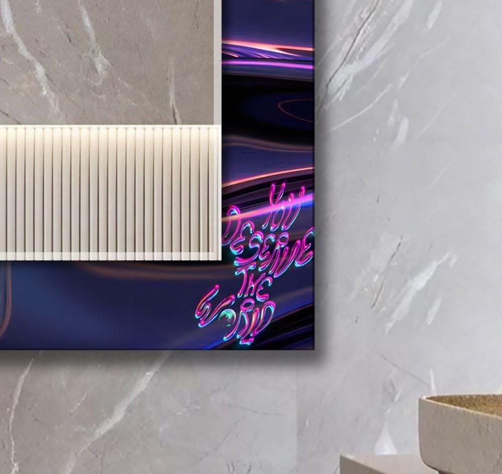 Quote Wall Art as Wall Mirror, You Deserve The World, Motivational Mirror