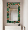 Floral Full Length Mirror, Green Retro Floral Texture Wall Mirror - With Shape Variations