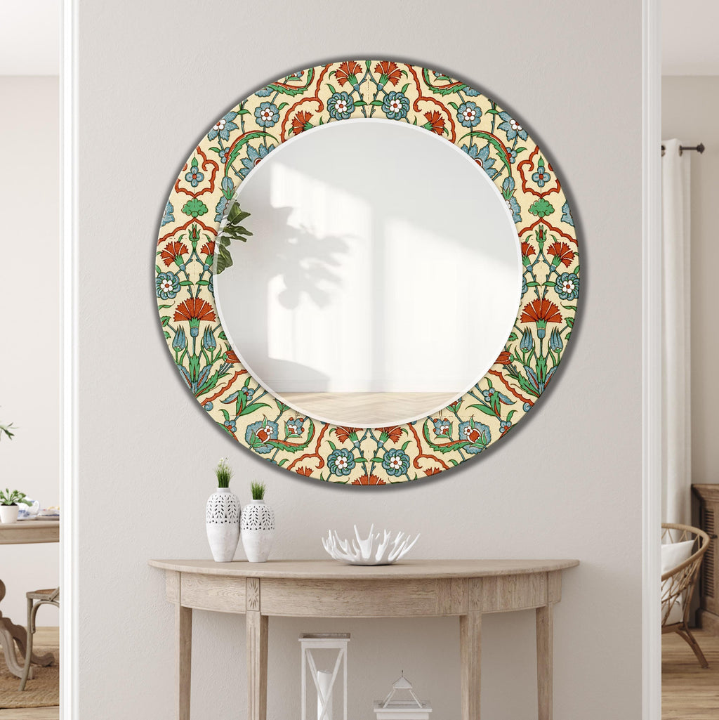 Decorative Wall Mirror, Large Floral Abstract Art Wall Mirror - Retro Mirror