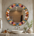 Floral Stained Glass Abstract Texture Glass Wall Art as Mirror, Floral Wall Mirror