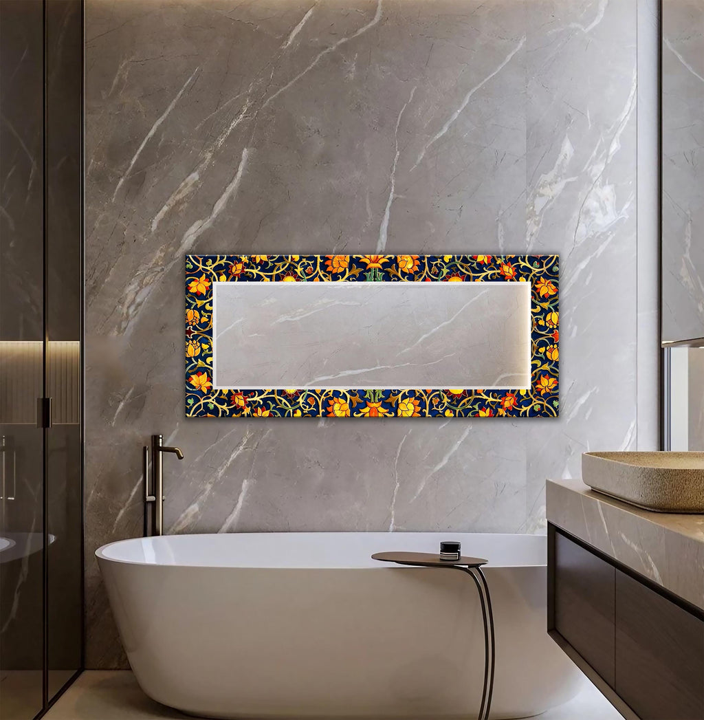 Persian Wall Mirror, Floral Decorative Round Mirror