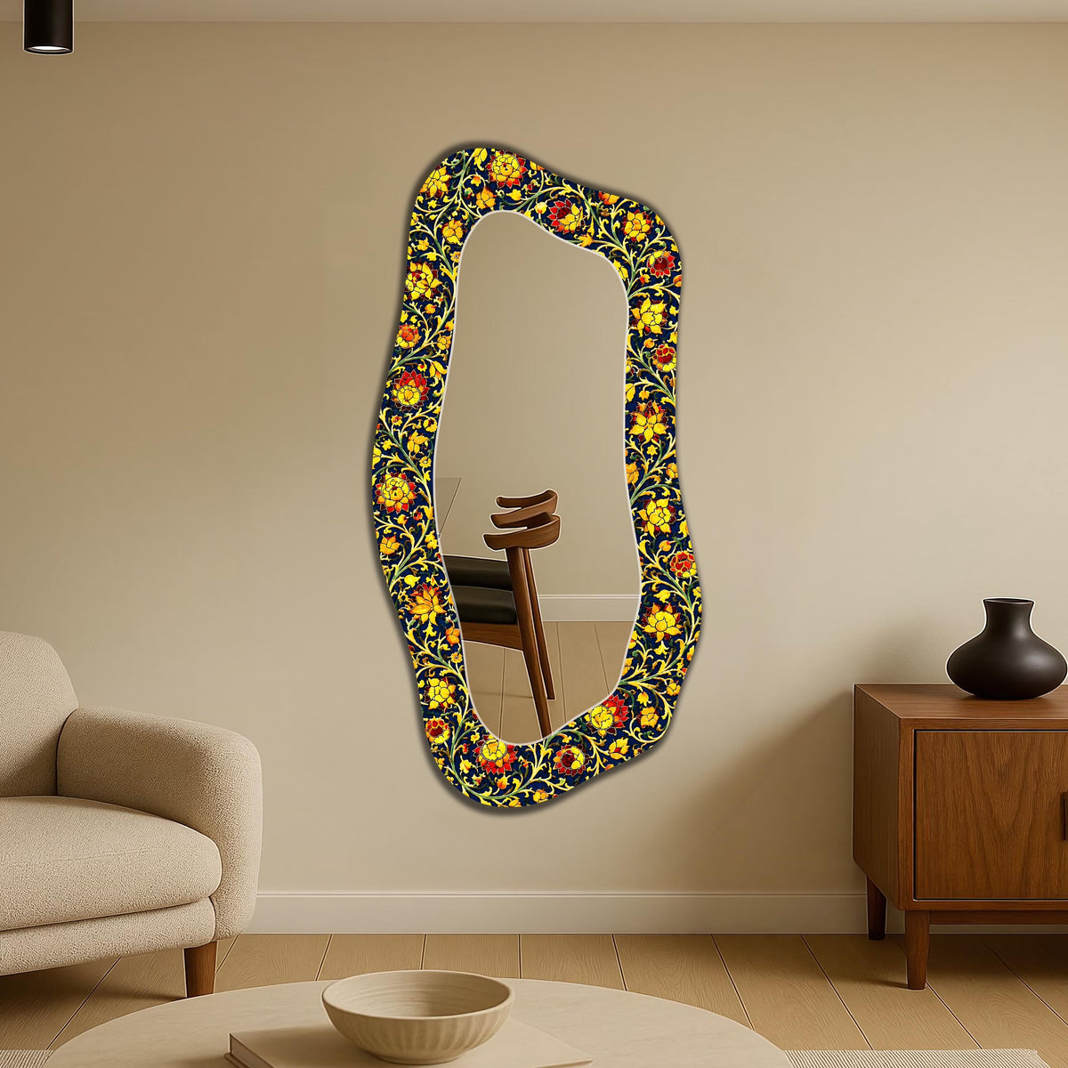 Floral Wall Mirror, Full-Length Mirror, Irregular Large Mirror - Organic Cut Mirror