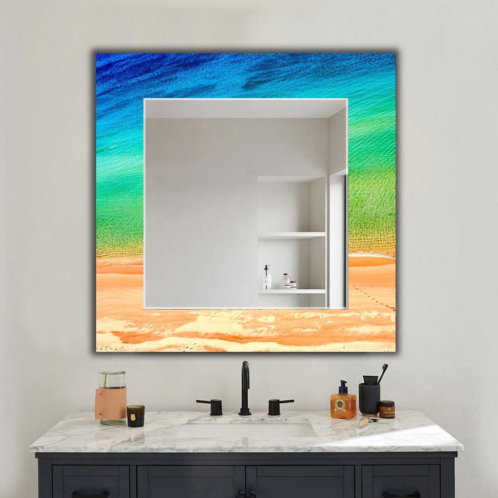 Ocean Art as Wall Mirror, Large Blue Ocean Art as Mirror