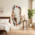 Asymmetric Wall Mirror, Stained Glass as Mirror, Mosaic Pattern Floral Full Length Mirror