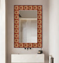 Large Decorative Wall Mirror, Red and Gold Tile Texture Mirror - Variations in Shape