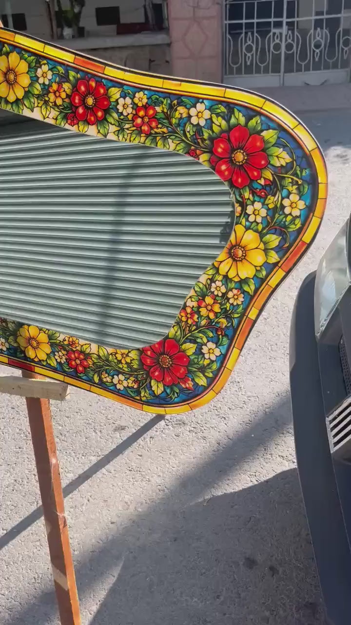 Organic Asymmetrical Wall Mirror, Irregular Large Mirror, Onyx Art as Mirror